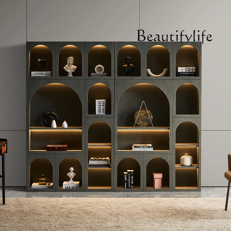 

Italian minimalist light luxury bookcase in the ancient style modern simple solid wood decoration designer style fashion