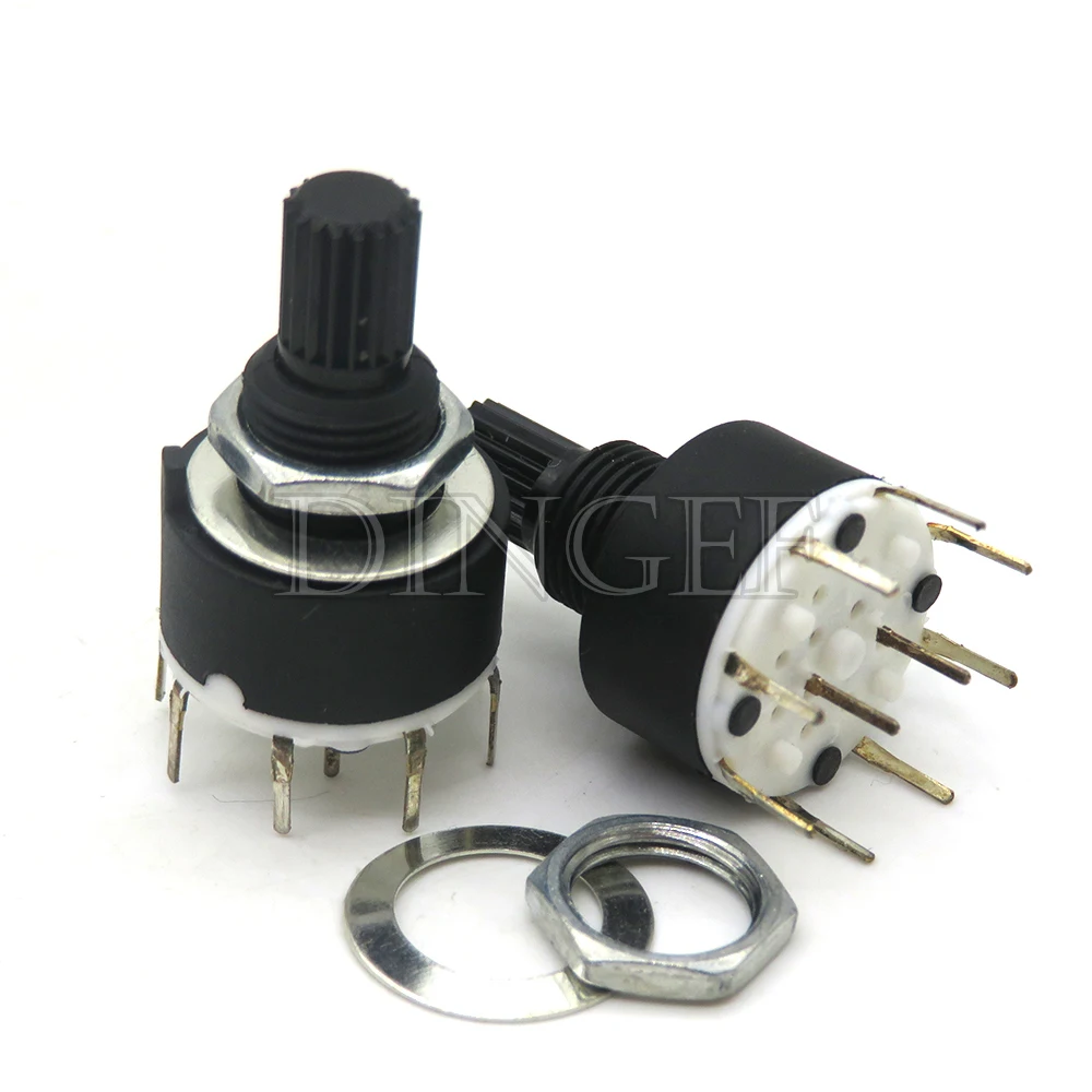 1PCS RS16 Plastic 16MM Rotary Band Switch 2 Pole 3 4 Position 1 Pole 5 6 8 Position Handle Length 15MM Axis Band Switch