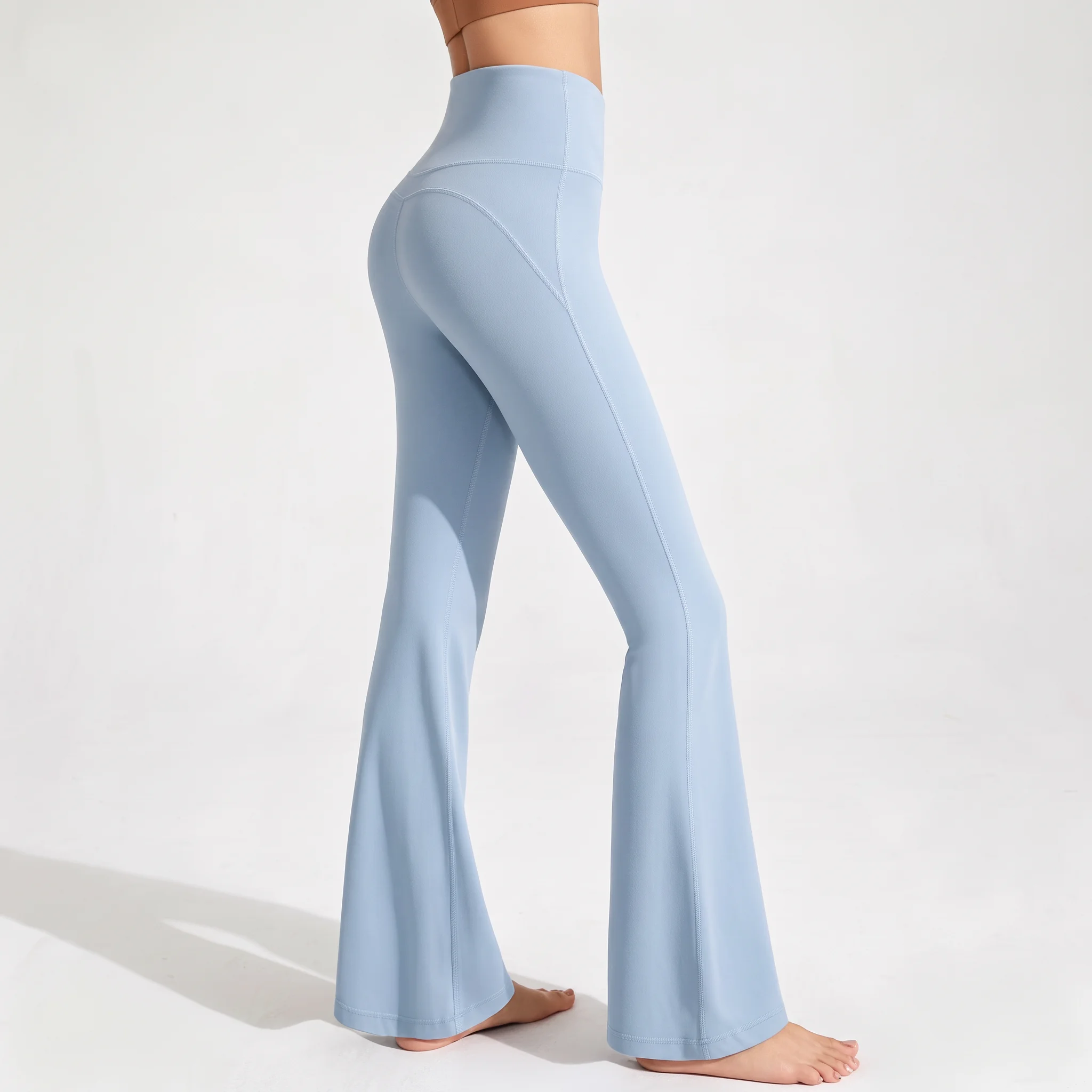 Damen High-Waist Po-Lifting Flared Yoga-Hose Sexy Sport-Tights Elastische Weite Bein Fitness Workout Yoga-Leggings – Detail 6