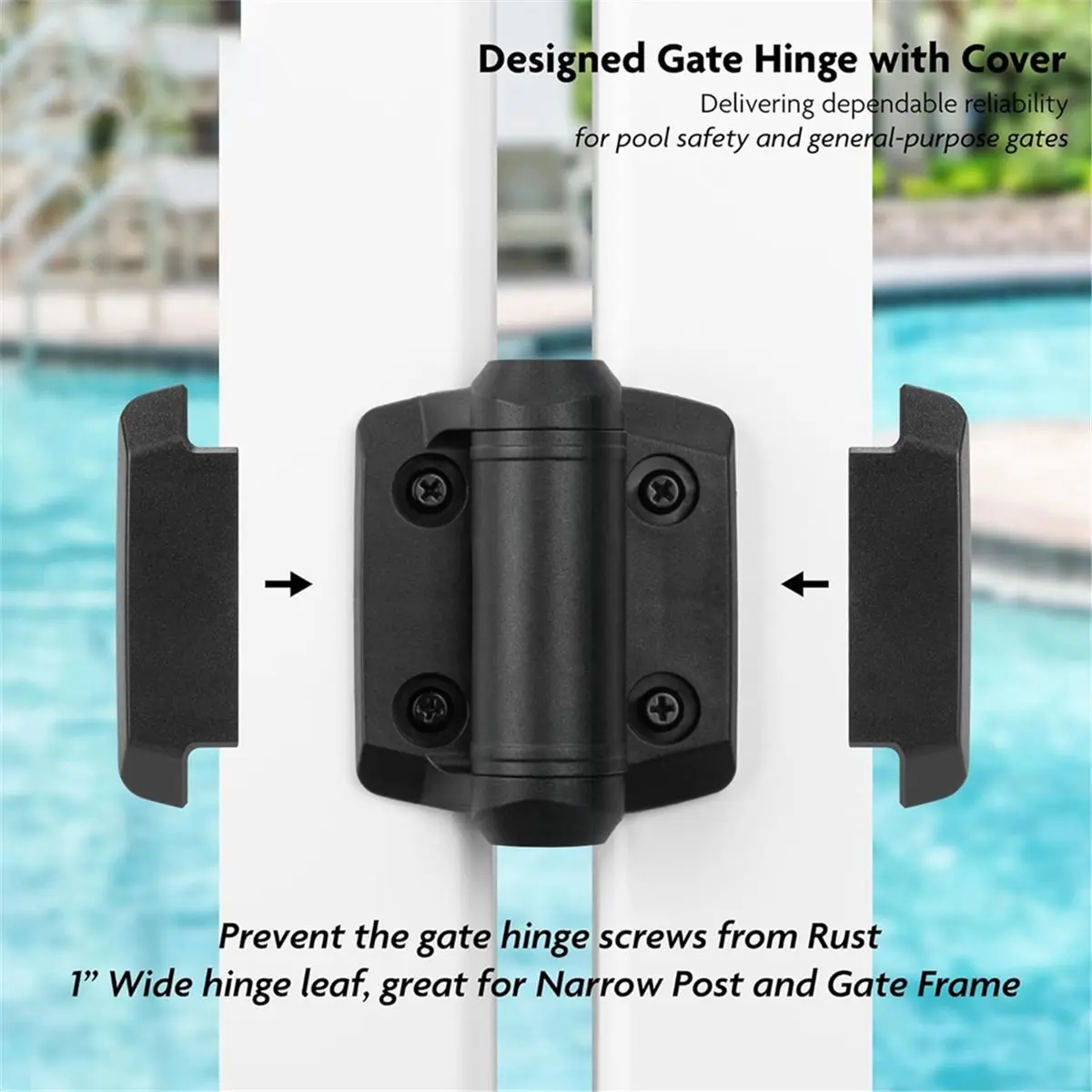 LUCK 2pcs Self Closing Gate Hinges with Safety Cap,Pool Gate Hinges with Alignment Legs Adjustable Fence Hinges