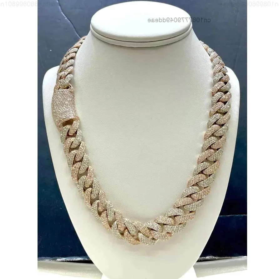 

Most Affordable 16MM Round Moissanite Diamond 3 Row Iced Out Miami Cuban Link Chain for Men's from India