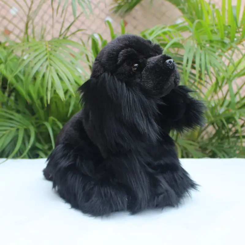 Brinquedo de pelúcia para cachorro preto, simulação de pelúcia de alta qualidade, agachamento, caça, boneca de cachorro, aniversário infantil, presente de natal, cerca de 27cm