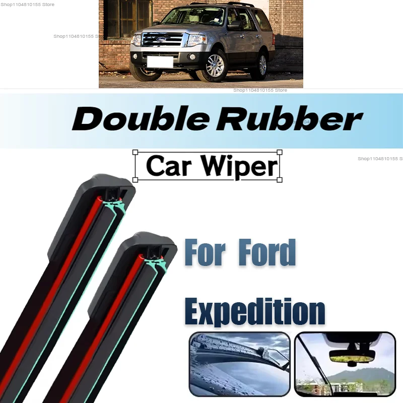 

Double Rubber Car Wipers for Ford Expedition Front Blade Brushes Cutter Automobiles Parts Accessorie Wiper Windscreen Wiper