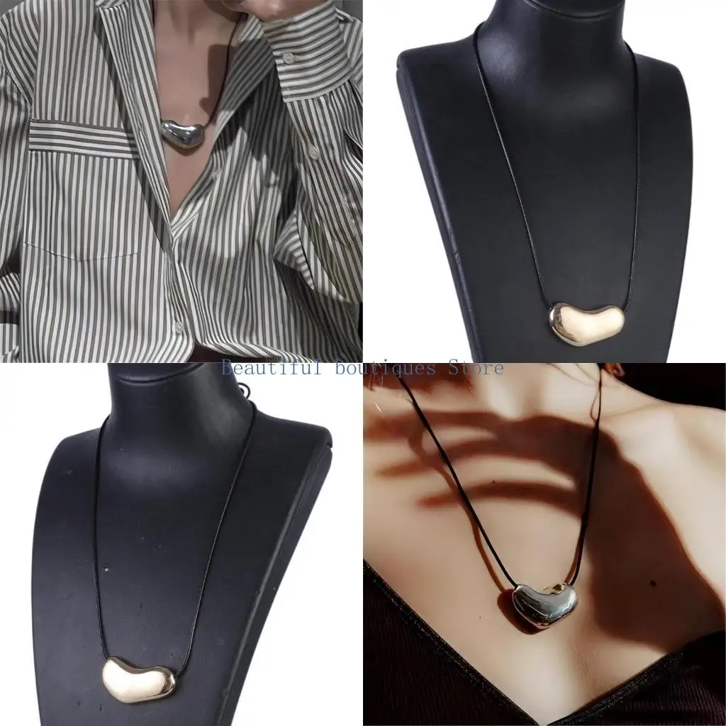 U4LF Fashionable Swirl Pendant Leather Rope Necklace Multipurpose Adjustable Length for Personalize Trendy Adults Daily Use