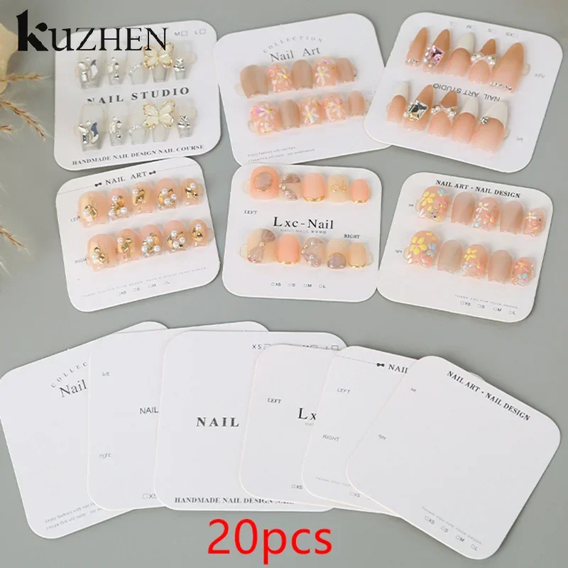 20 Sheets Nail Packaging Cards Press-On Nail Display Handmade False Nail Design Swatch Show Card Manicure Sample Display Salon