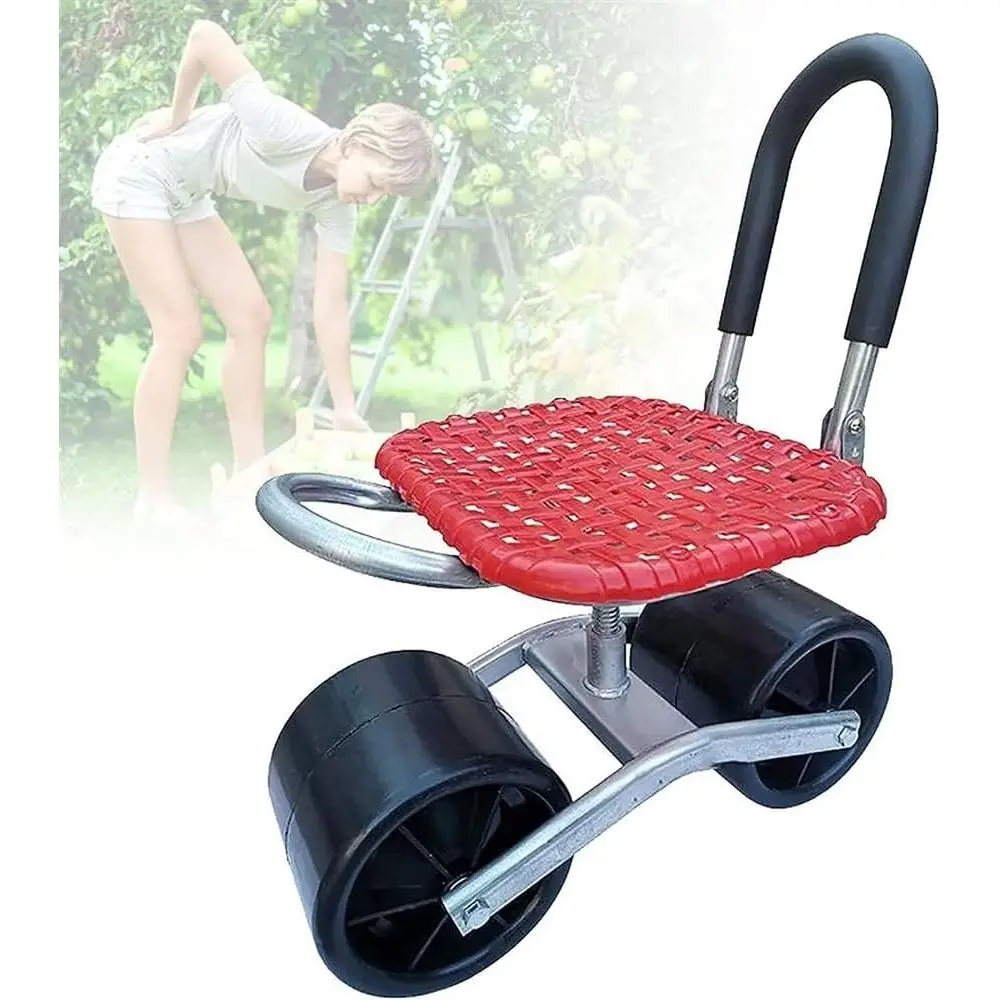 

Регулируемый по высоте садовый стул-табурет на колесиках, поворотный на 360 градусов, для ухода за газоном на открытом воздухе