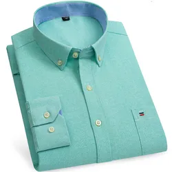 Camisa Oxford de manga larga para hombre, 100% algodón, delgada, informal, Color sólido, estampado a cuadros, a rayas, vestido Formal, Plus 7XL, 6XL