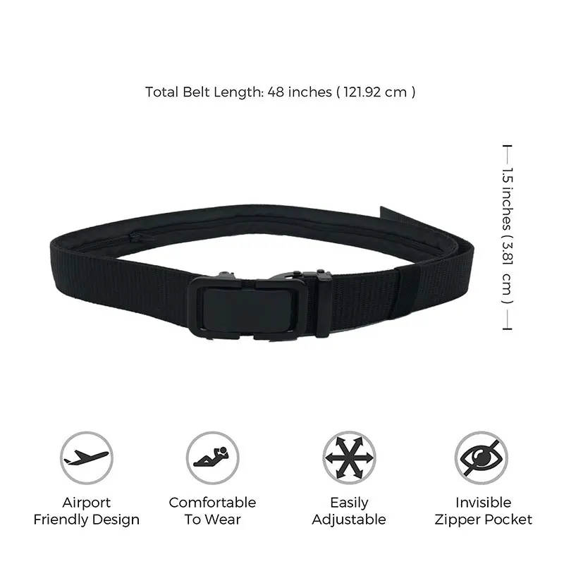 Automatic Buckle Travel Cash Anti Theft Belt Waist Bag Women Portable Hidden Money Strap Belt Wallet Waist Pack Men Secret 120cm