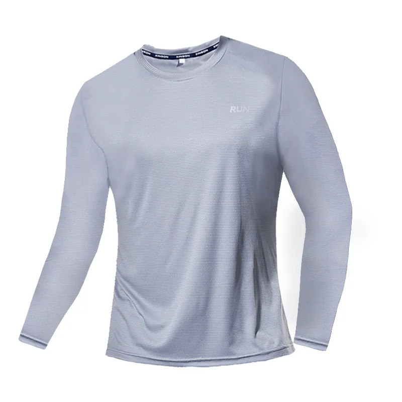 Summer Ice Silk Long Sleeve T-Shirt Men 2023 New Quick Dry Breathable Air Conditioning Outdoor Sun Protection Running Outer Wear - Image 2