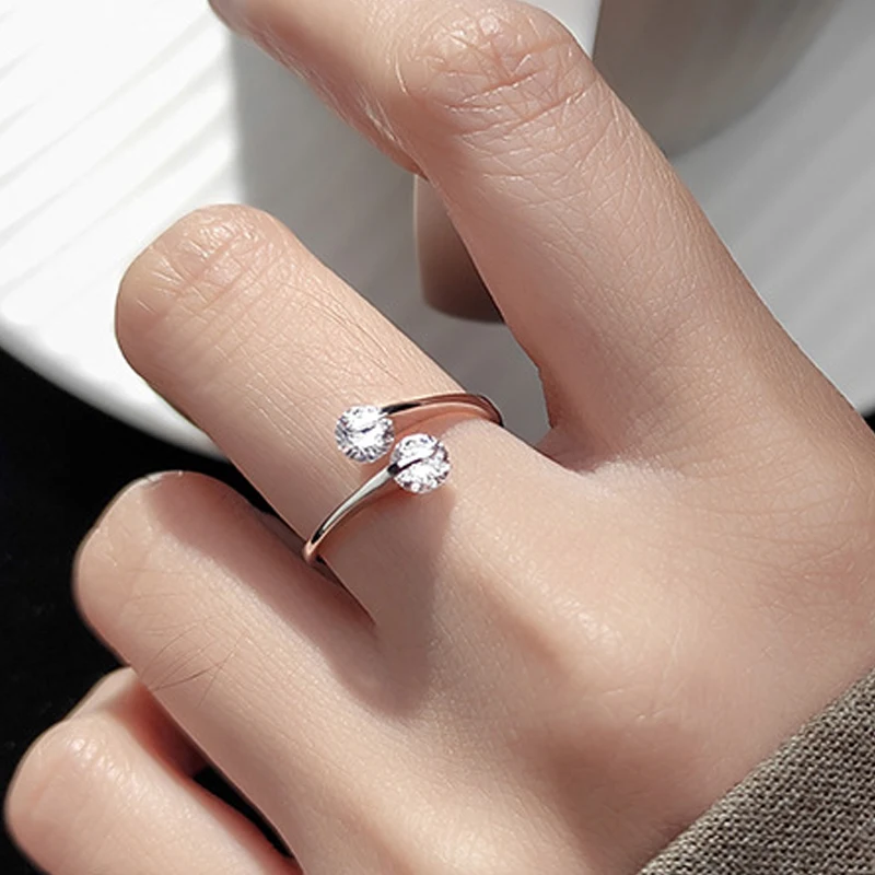 Fashion Zircon Crystal Rings for Women Brief Wedding Party Adjustable Open Rings Temperament Jewelry Finger Joint Ring as Gift