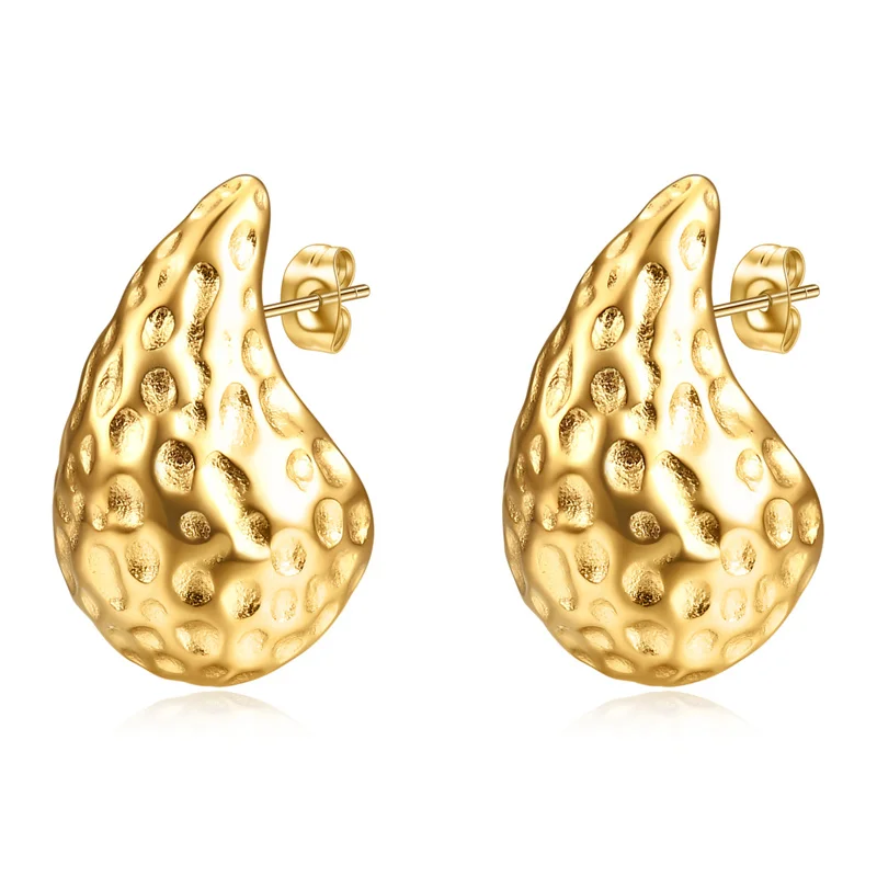 Vintage Gold Color Plated Exaggeration Irregular Personalised Water Drop Stud Earrings Boutique Jewelry Gifts Wholesale