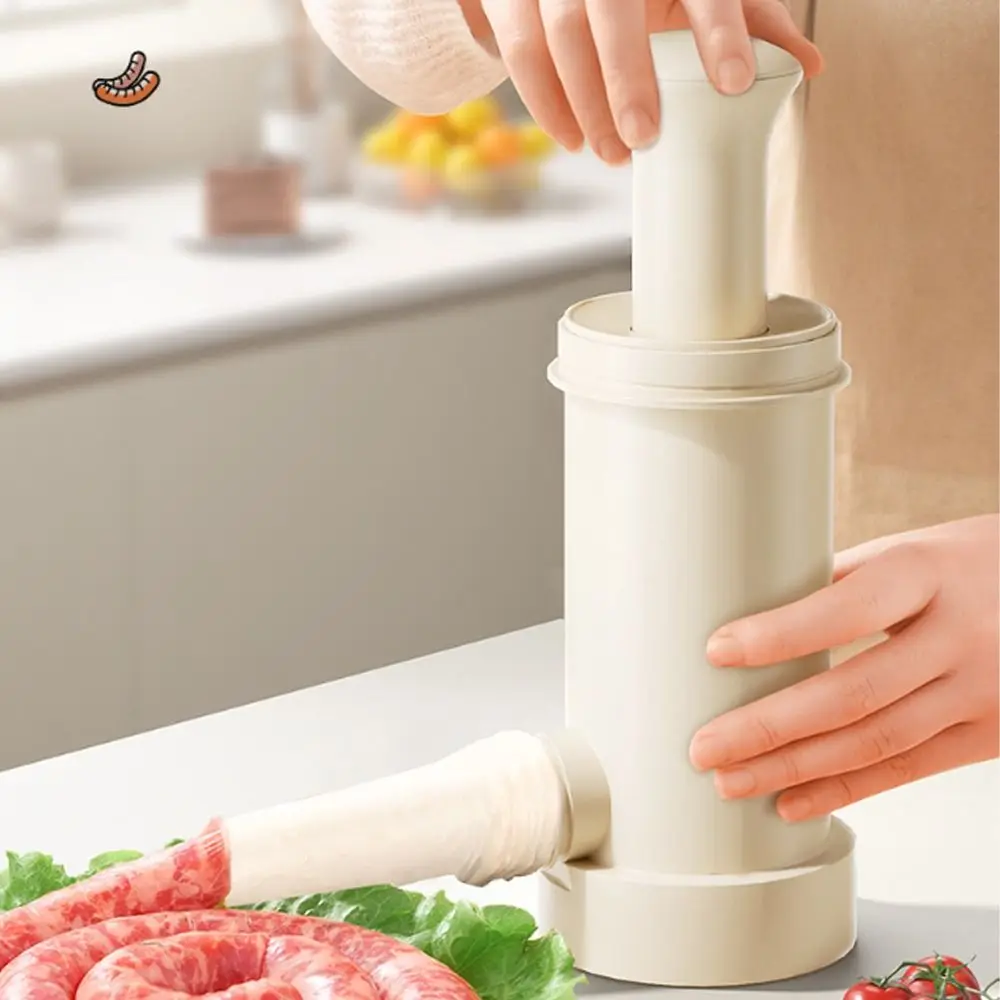 

Large Capacity Manual Sausage Maker Heavy Duty with 4 Stuffing Tubes Sausage Filling Machine Handmade Food-Grade