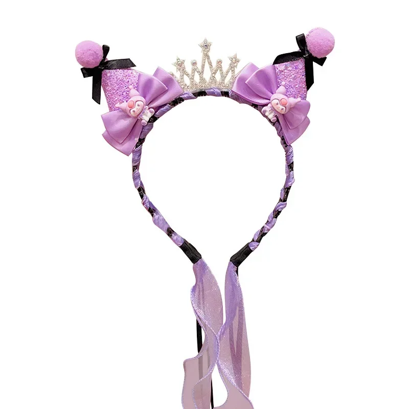 Kinder haar zubehör Kuromi Perücke Stirnband Mode niedlichen kleinen Prinzessin Cartoon Stirnband Prinzessin süß cool Baby Geflecht