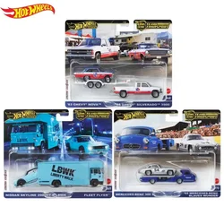 Hot Wheels-Juguetes de transporte para niños, equipo de Cultura de coches Premium, modelo Nissan Skyline GTR, Mercedes Benz, Chevy Nova, regalo, 1/64