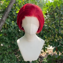 Light Red Short Bob Cut Synthetic Lace Front Wig for Black Women Cosplay 13x4 Lace Front Wigs for Men Free Part 150% Piexie Wigs