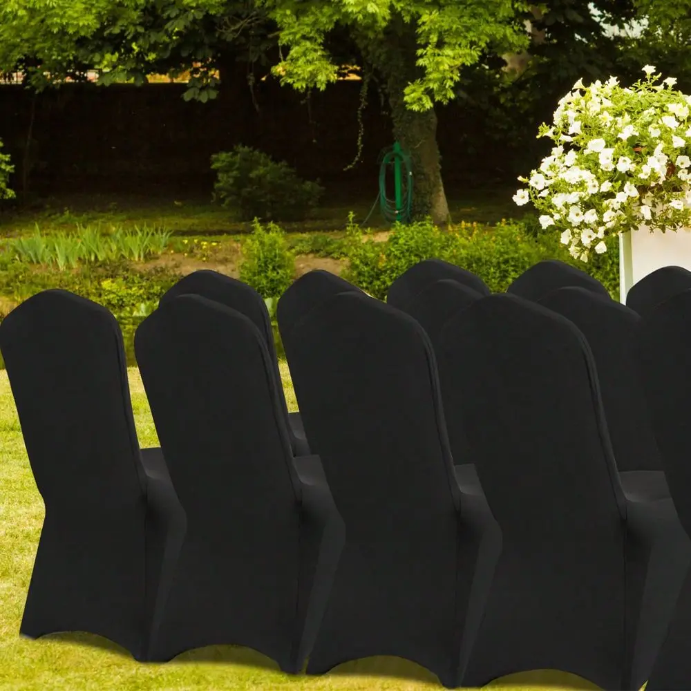 

100Pcs Arched Chair Covers Spandex Black Or White Folding Kitchen Chairs Cover Universal Washable Slipcovers Protector Removable