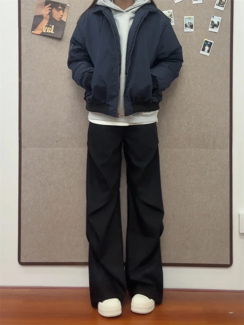 

American High Street Pleated Design Men's Casual Pants Student CleanFit Straight Leggings Leisure Trousers Autumn Winter Faion