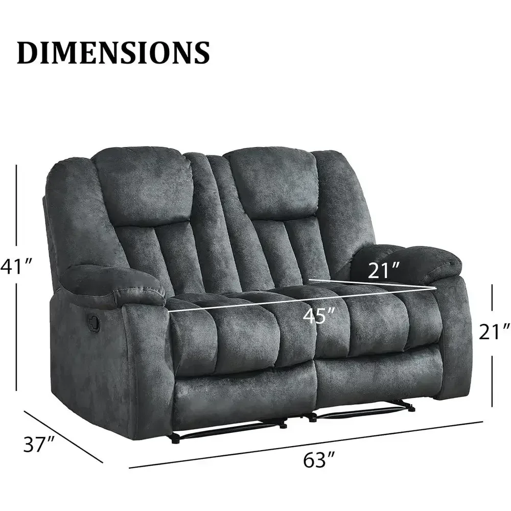 Manual Recliner Loveseat, 2 Seat Recliner Soa Chair with Overstued Armrest and Backrest, Sot abric Reclining Loveseat Living Roo