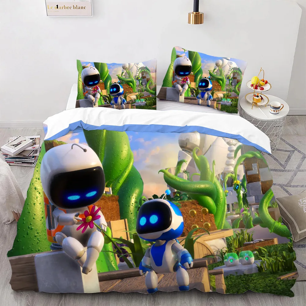 Astro Bot Cute Cartoon Bedding Set Duvet Set Single Double Bed King Size Bed Set Adult boys Bedroom Duvet Cover Pillow Case