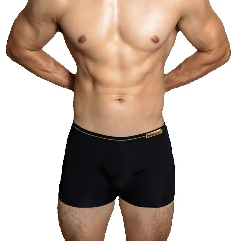 Mutandine da uomo boxer Sexy uomo intimo sottile in seta di ghiaccio mutande di un pezzo boxer a vita bassa Cool intimo da uomo Sissy Solid