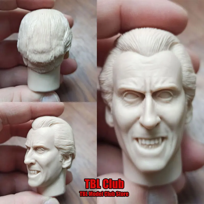 Unpainted White Model Head 1/6 Scale Male Soldier Vampire Dracula Count Head Sculpt For 12inch Action Figure Doll