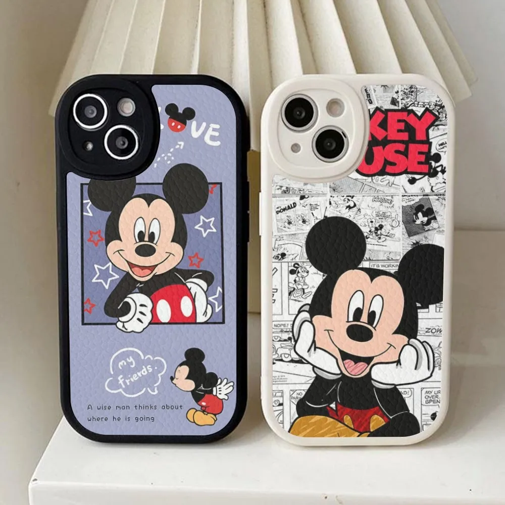 M-Mickey M-Mouse Phone Case Hard Leather For iPhone 14 13 12 Mini 11 14 Pro Max Xs X Xr 7 8 Plus Fundas