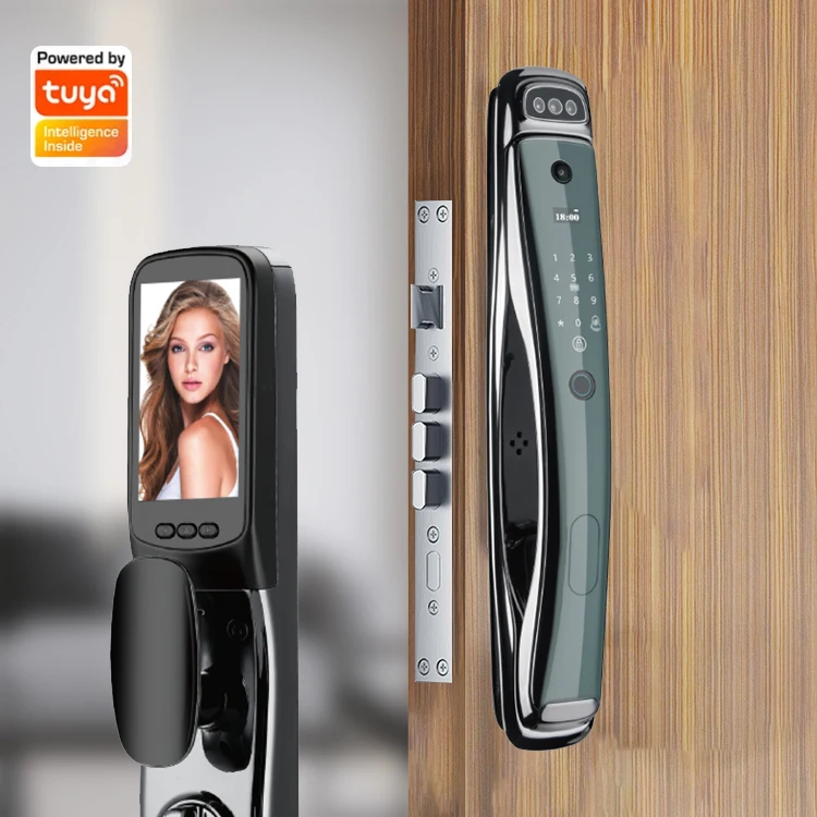 Home Security Stainless Steel Biometric Door Fingerprint Keyless Entry Deadbolt Glass Door Built-In Camera Wi-Fi Smart Lock