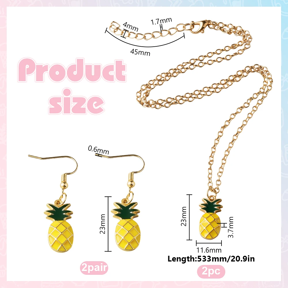 2Pcs Fruit Jewelry Set Summer Tropical Fruit Jewelry Boho Necklace Set for Best Friend Graduation Christmas Mother Day Valentine