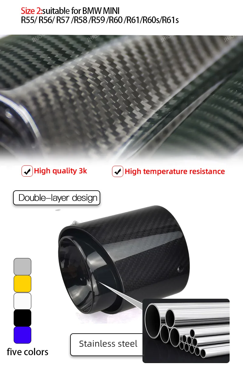 OHNE LOGO Kohlefaser-Auspuffblenden für Mini, passend für R55 R56 R57 R58 R59 R60 R61 F54 F55 F56 F57 F60 Mini Cooper – Detail 3