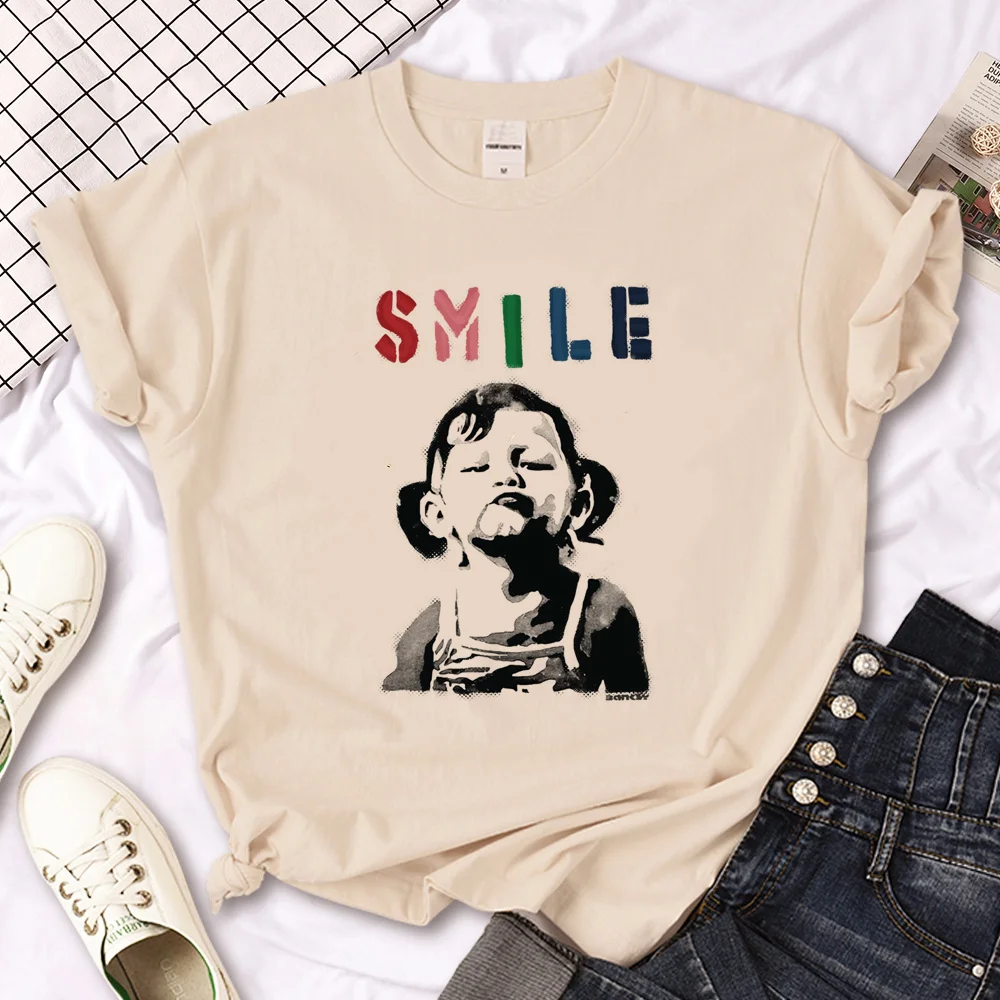 Banksy t-shirts women Japanese top female streetwear graphic clothing