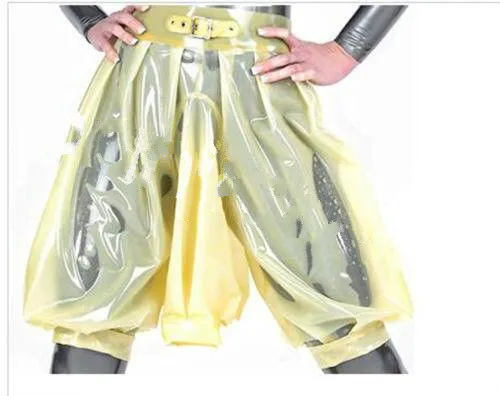 

Cool Latex Pants Rubber Transparent Shorts with Collect urine bags Size XXS-XXL