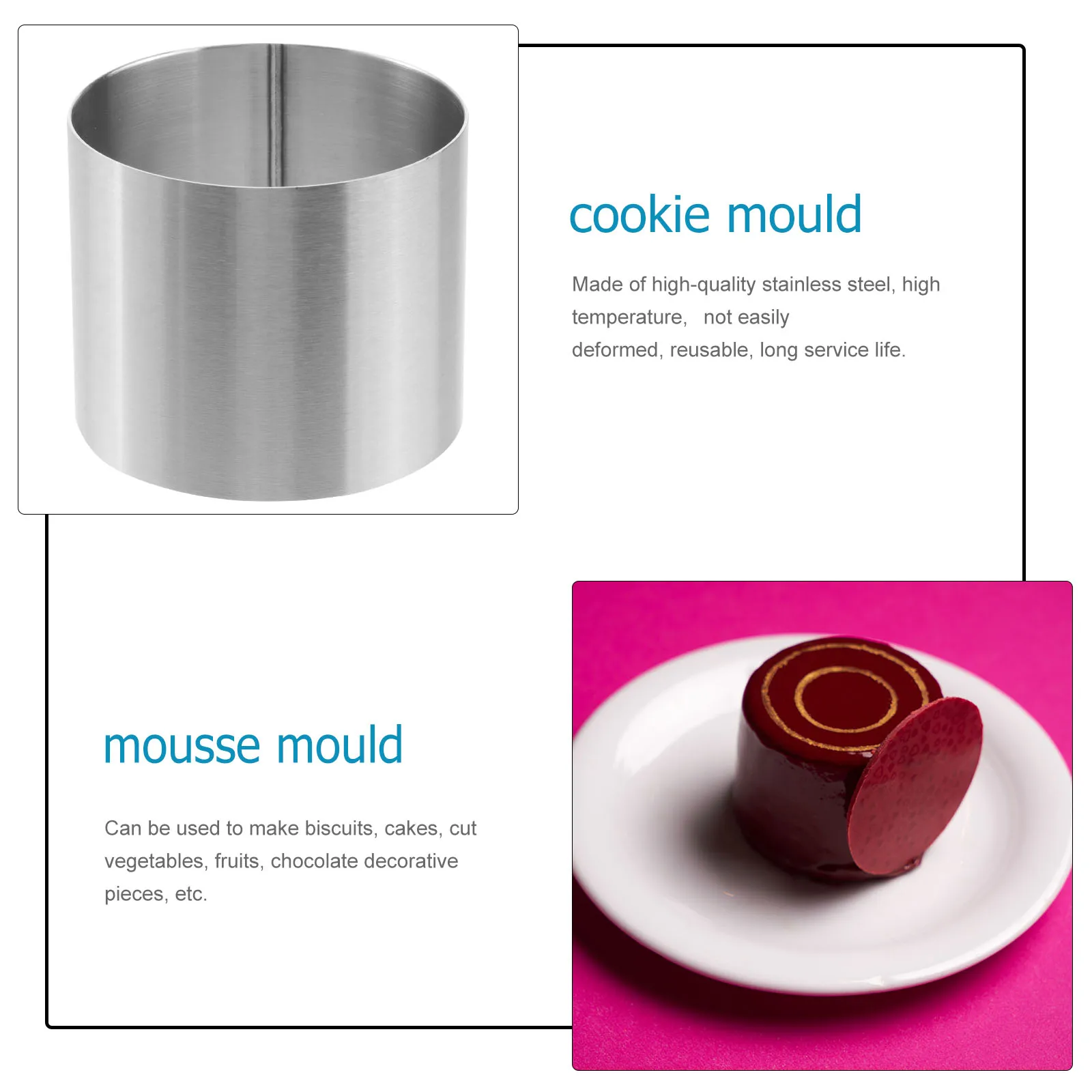

4Pcs Stainless Steel Square Mousse Ring 6x6x5cm Expandable Cake Mold Baking Pan Cookie Biscuit Pastry Mould Reusable Dishwasher