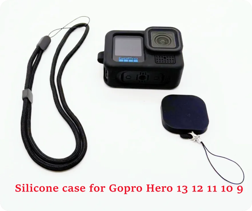 

For Gopro Hero 13 12 11 10 9 black Only Accessories case Protect Housing Shell Protector Rubber Silicone + Lens Cap Strap