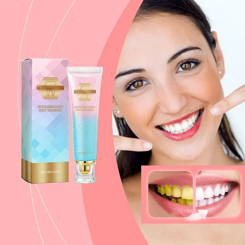 Pasta de dientes blanqueadora de niacinamida, ayuda a el cuidado bucal, malas alientos, eliminación de manchas, reduce la placa, pasta de dientes para mujeres y hombres, 1 ud.