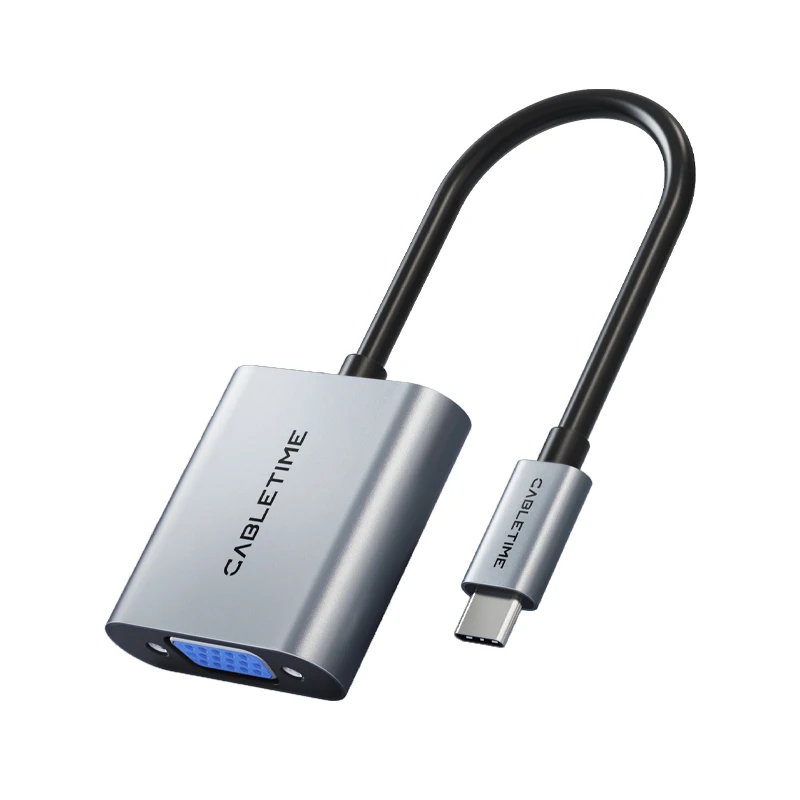 Adapter CABLETIME USB-C na VGA HD 1080p 60Hz, konwerter kablowy USB-C na VGA żeński, adapter USB-C do iPhone'a, iPada, PC. — zdjęcie produktu 6