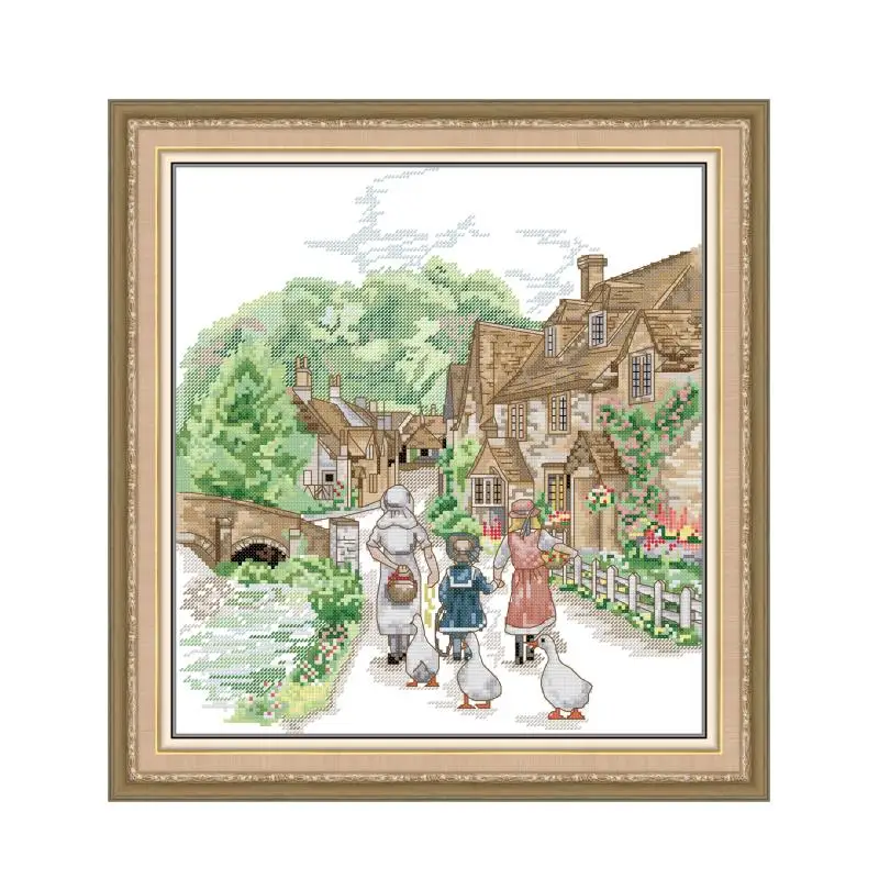 На пути вне школы, набор для вышивки крестом 14ct 11ct, принт, холст, ручная вышивка, вышивка крестиком, рукоделие ручной работы