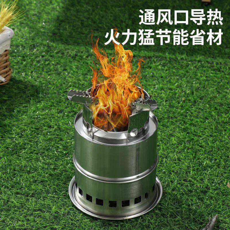 Stainless Steel Portable Wood Burning Stove Movable Tabletop Fire Pit Outdoor Camping Heating Courtyard Bonfire Stove
