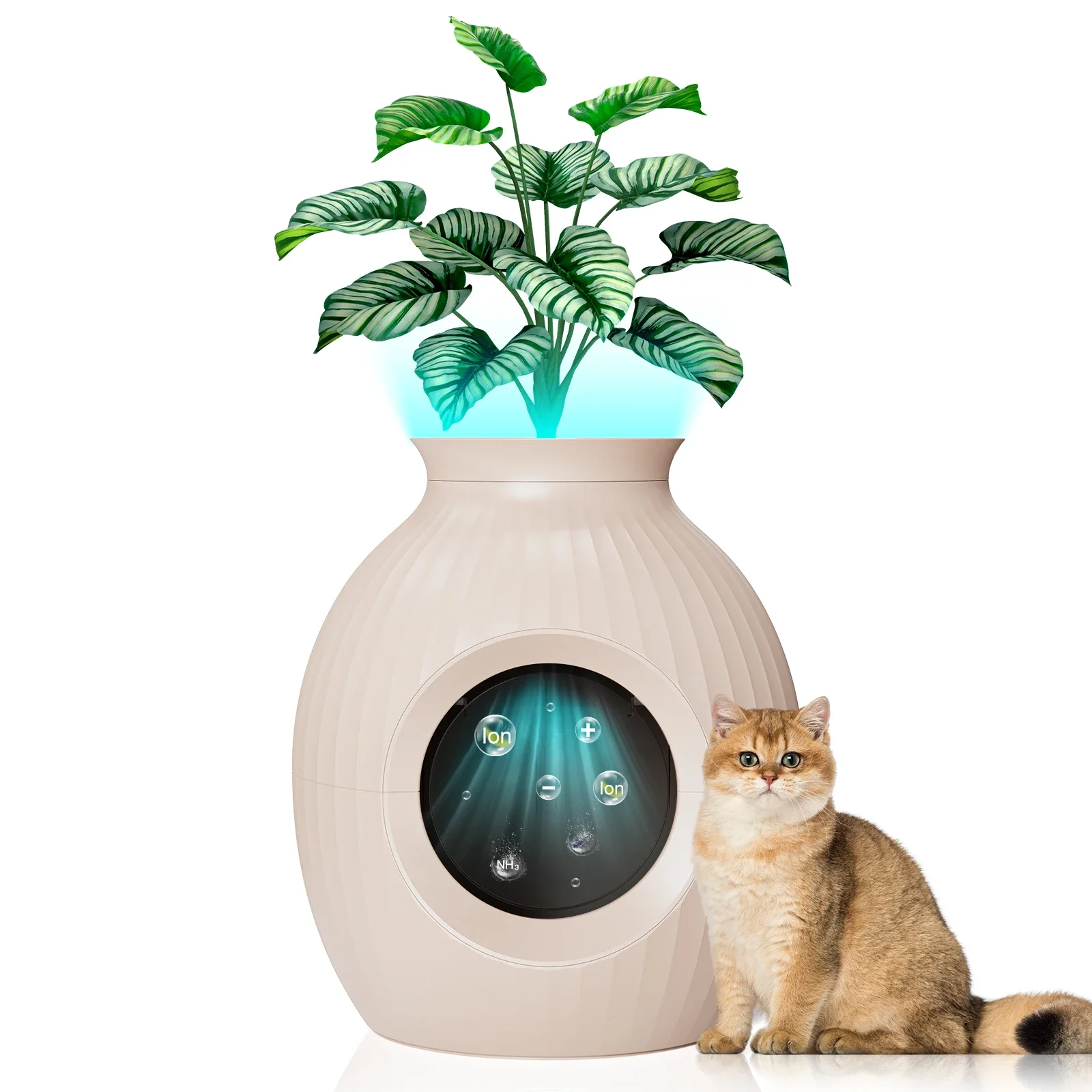 Extra Large XXL Smart Plant Eco-Friendly Low Noise Cat Litter Box Deodorizer Hidden Design Urine Leak Prevention Accessory