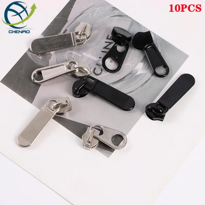 10Pcs/Set (5#)Nylon Zippe Slider for Sewing, Kirsite Zipper Puller, DIY Home Textile Bags, Sewing Accessories