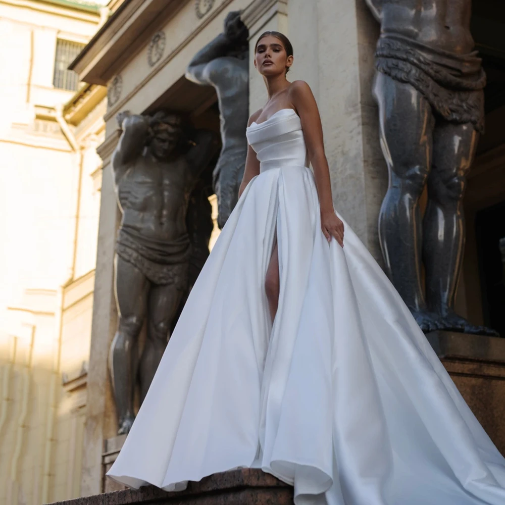 Lvory Sweetheart Wedding Dresses With Side Silt for Women Sexy Backless Bridal Gowns  2025 New Summer Zipper Back Vestido De