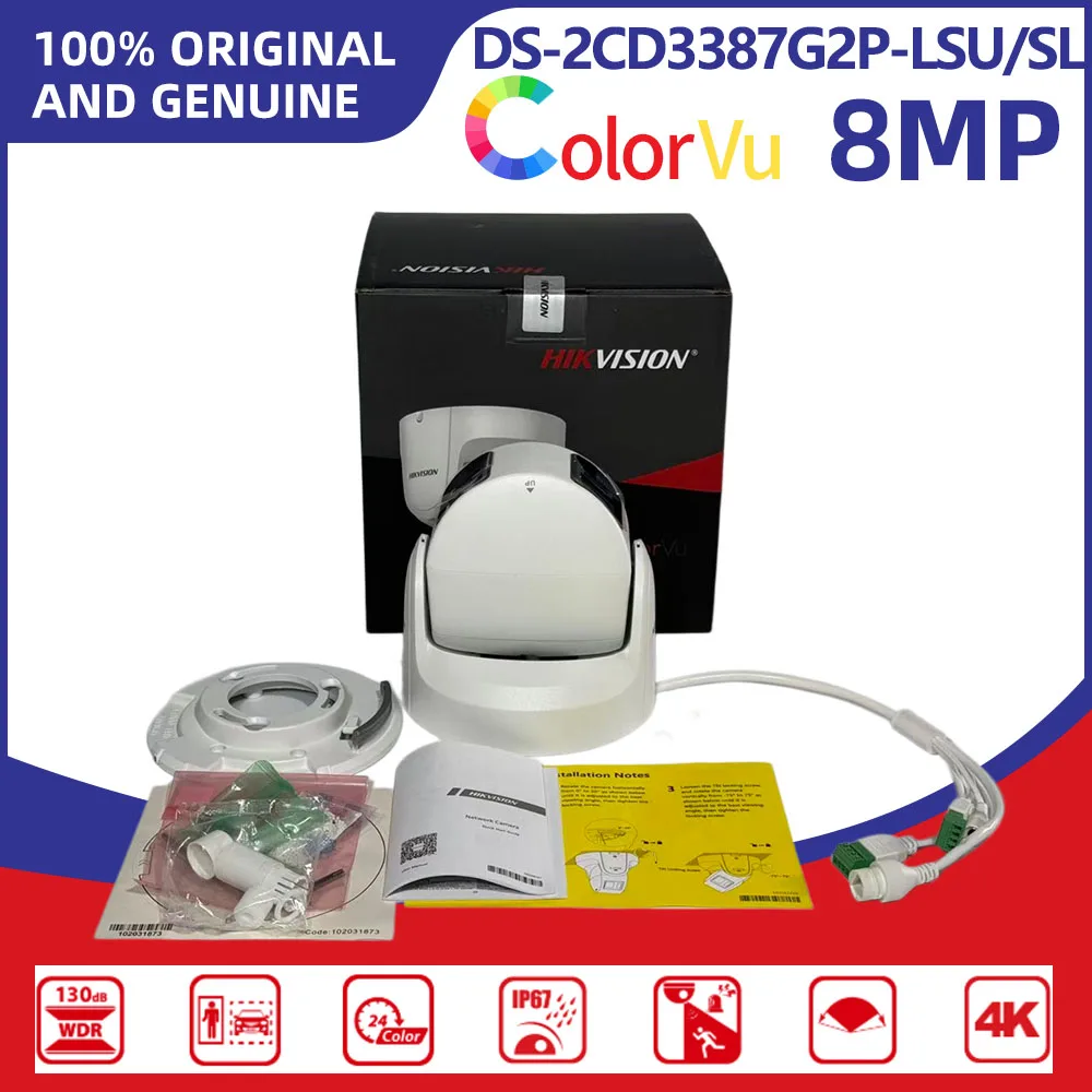 

Hikvision DS-2CD3387G2P-LSU/SL 8MP 180° Panoramic ColorVu IP Camera Outdoor Full Color Night Vision PoE Security CCTV Camera