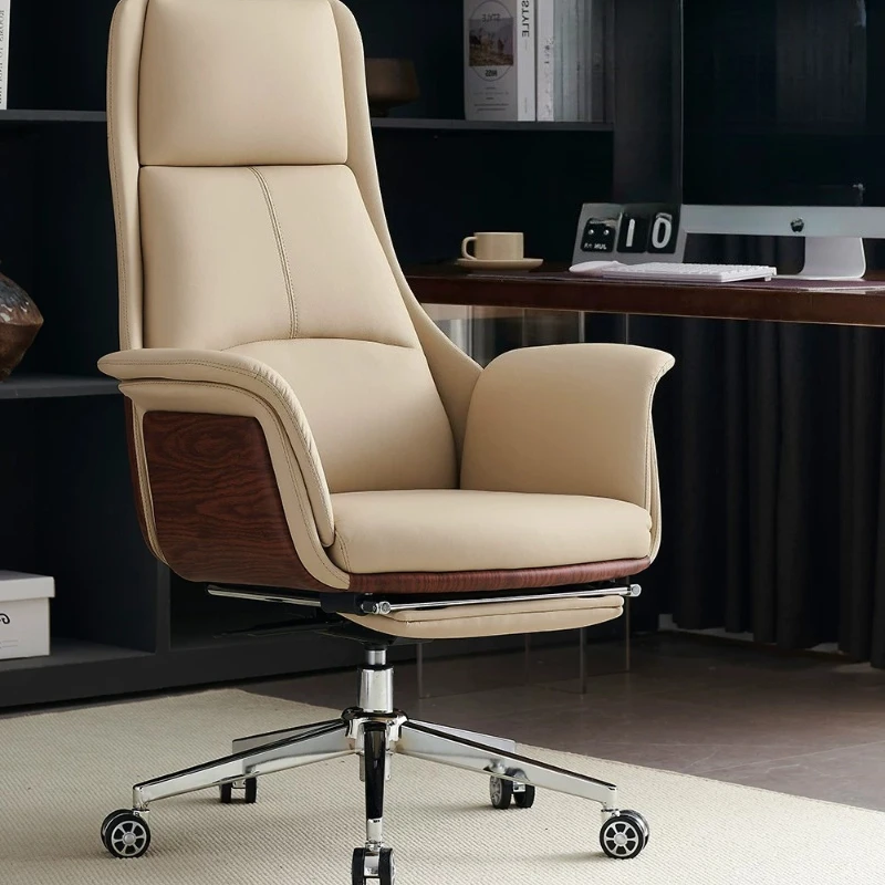 White Wheels Nordic Office Chair Beige Upgrade Comfortable Relaxing Computer Chair Occasional Silla Oficina Office Furniture