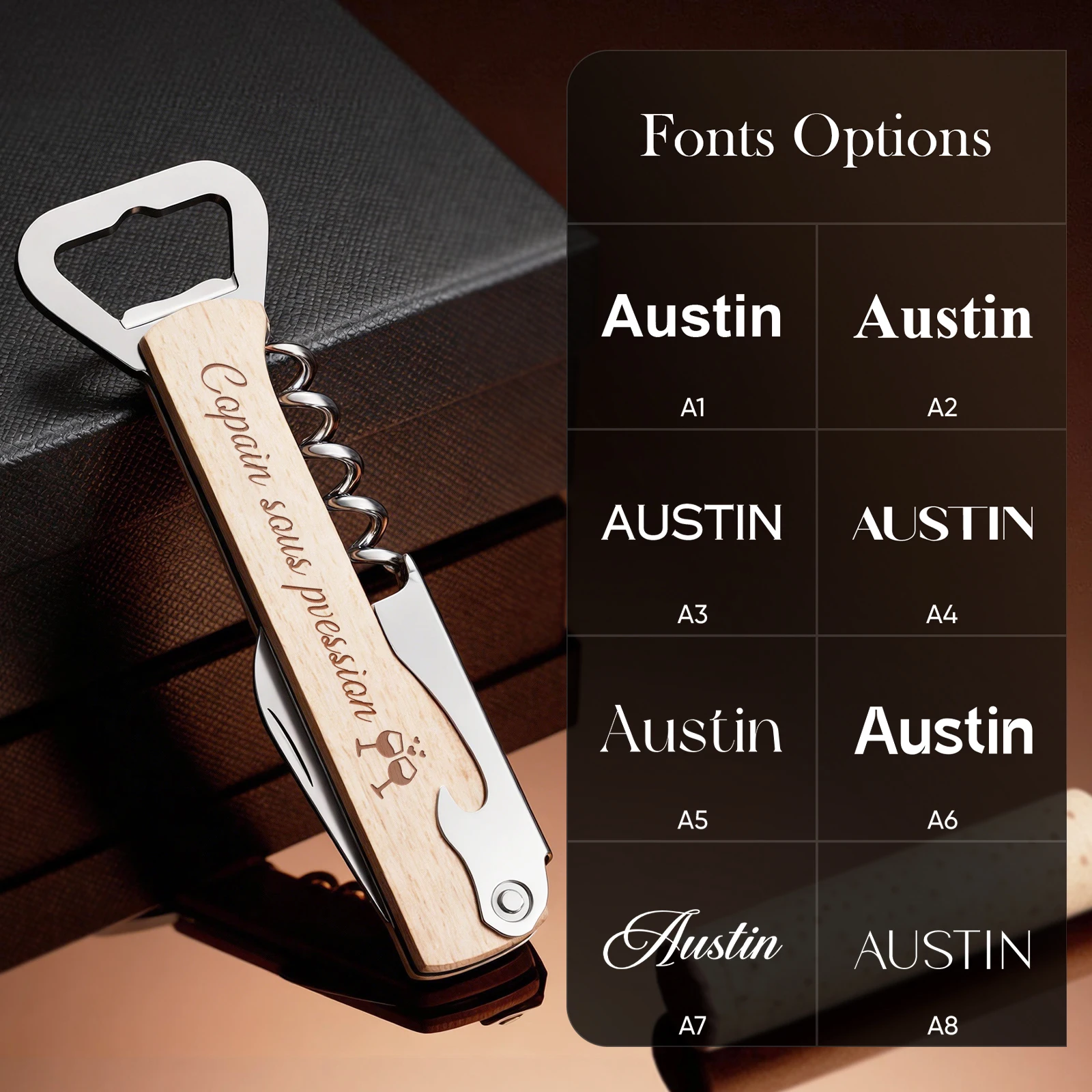 Free Personalized Your Logo Wine Bottle Opener Multifunction Natural Wood Corkscrew Wedding, Restaurant，bar, and Party Supplies