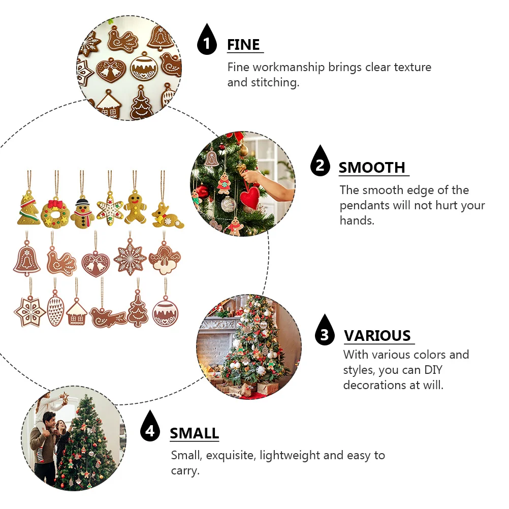 

1Set Christmas Tree Pendants PVC Snowflake Gingerbread Man Decorations Party Supplies Festive Tree Ornaments