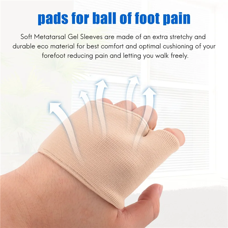 وسادات كم A22F-Metatarsal - زوجان من وسائد القدم المكونة من زوج واحد من وسائد الجل لمقدمة القدم لألم مشط القدم والبثور والكالس والأعصاب