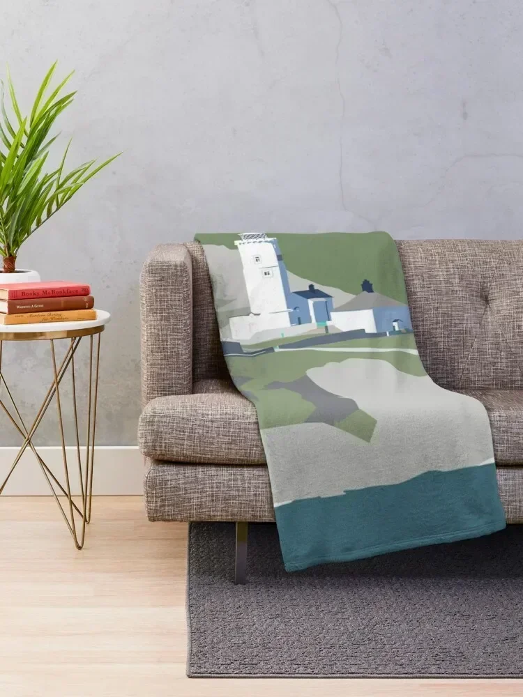 Start Point Lighthouse from the Sea Throw Blanket Cute Plaid Decorative Sofas Softest Blankets