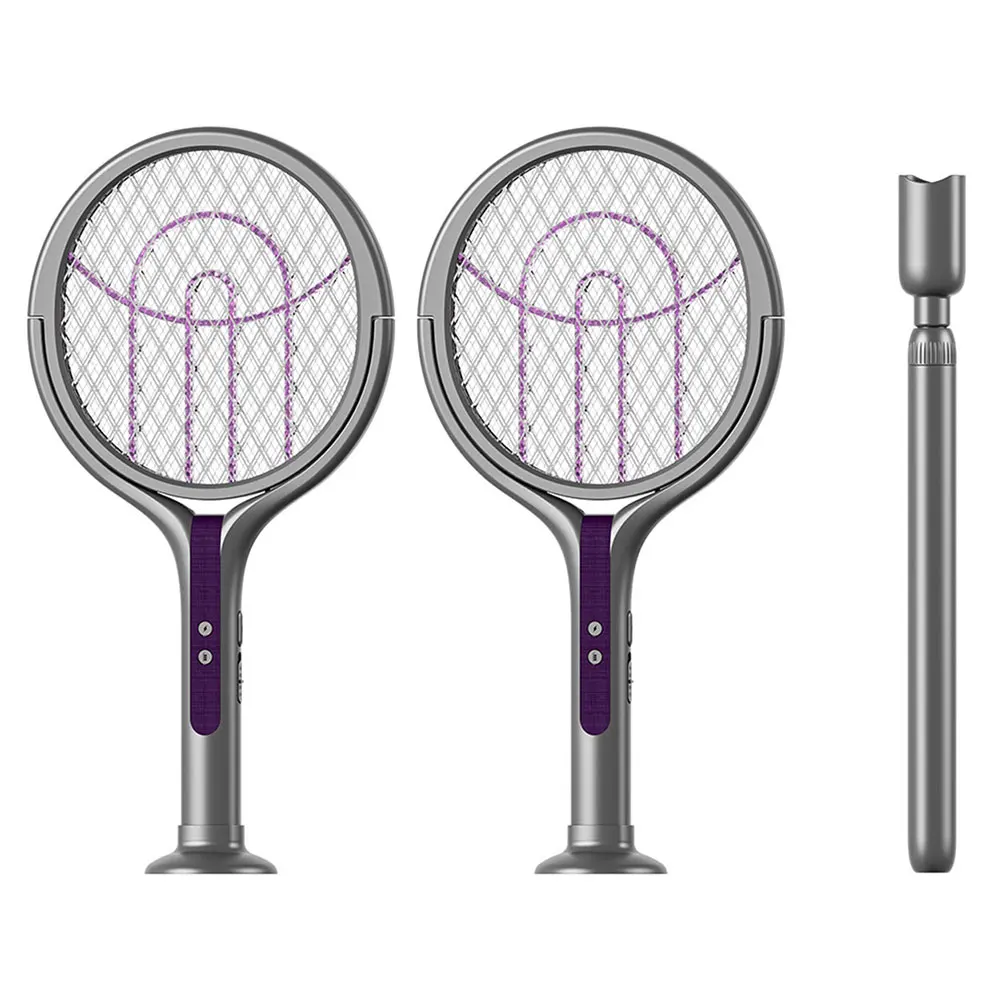 USB перезаряжаемая выдвижная мухобойка 2 в 1, с вращающейся головкой, фиолетовая ловушка для комаров, светильник для внутреннего и наружного кемпинга