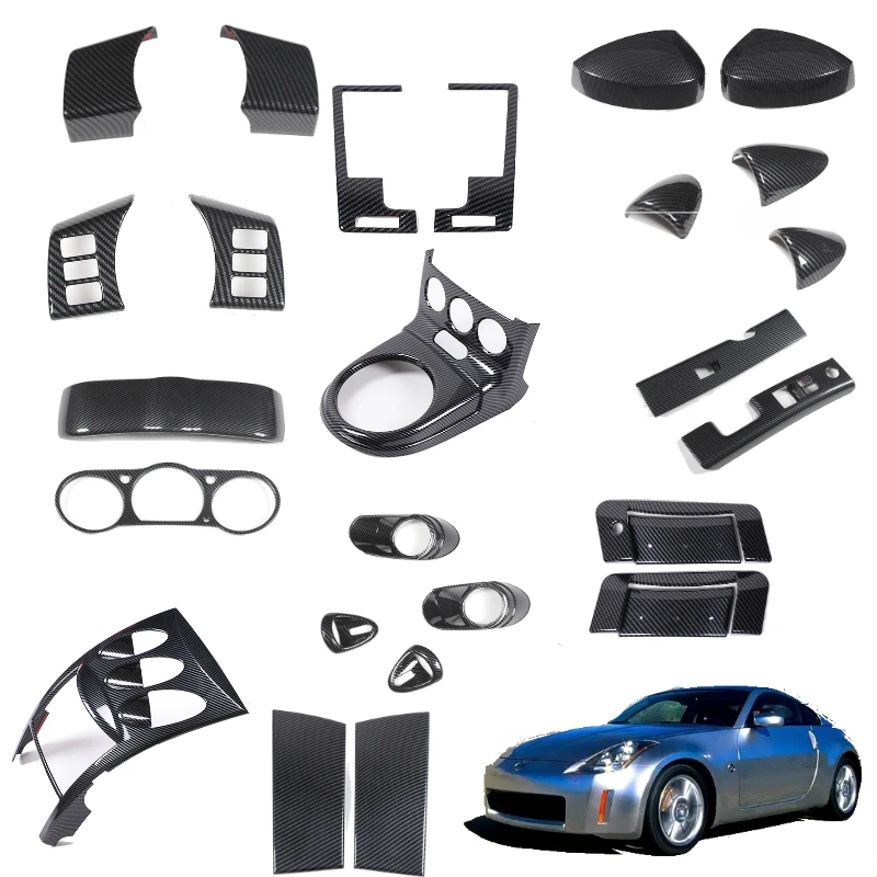 

For 03-06 Nissan 350Z Z33 Control Panel Center Air Outlet Cover Car Door Carbon Fiber Mirror Cover Sticker Interior Accessories