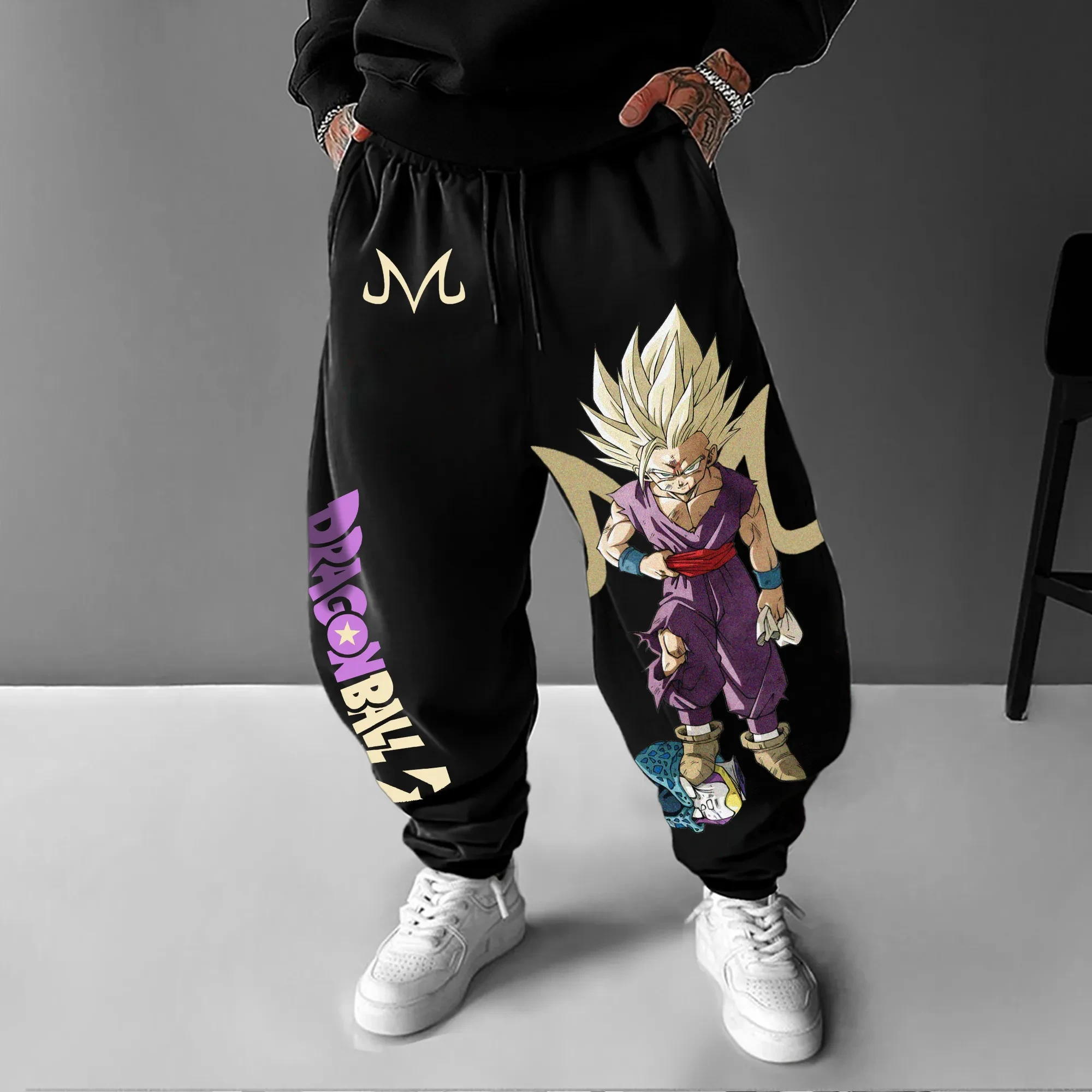 Dragon Ball Z Goku Super Saiyan Dios pantalones de chándal negros hombres algodón Casual Otoño Invierno ropa de calle moda Anime estampado gráfico