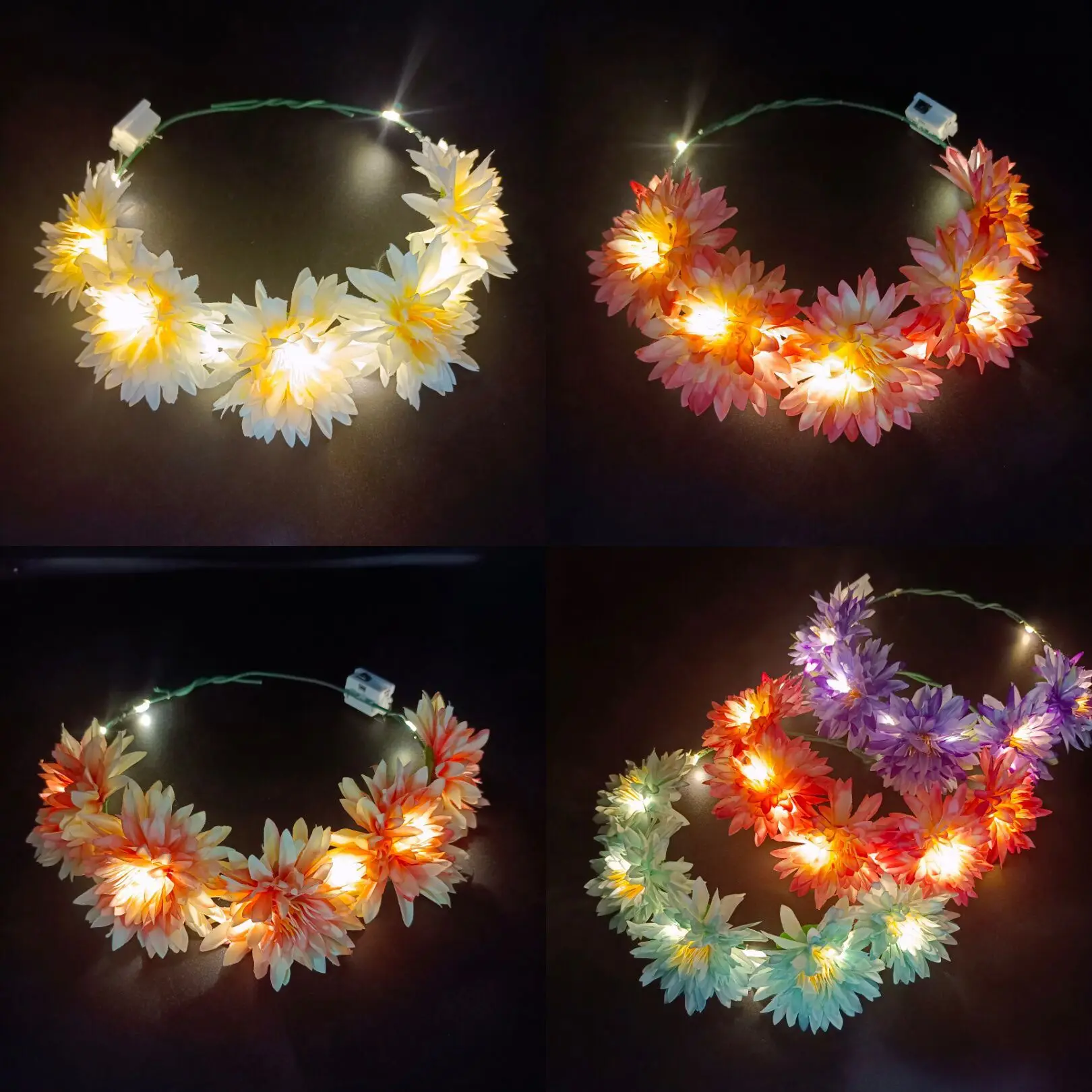 10pcs Luminous Garland Girl Rattan Flower Light Up LED Headband Wreath for Birthday Glow Party      navidad  Halloween